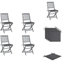 vidaXL Klappbare Gartenstühle 4 Stk. mit Kissen Massivholz Akazie - Gartenstühle