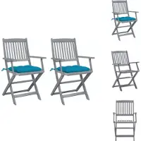 vidaXL Klappbare Gartenstühle 2 Stk. mit Kissen Massivholz Akazie - Gartenstühle
