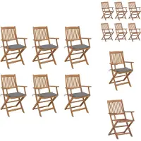vidaXL Klappbare Gartenstühle 6 Stk. mit Kissen Massivholz Akazie - Gartenstühle