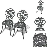 vidaXL Bistro-Stühle 2 Stk. Aluminiumguss Grün - Gartenstühle