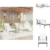 The Living Store Sonnenliegen 2 Stk. mit Tisch Poly Rattan Schwarz