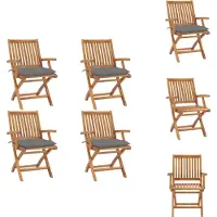 vidaXL Klappbare Gartenstühle mit Kissen 4 Stk. Massivholz Teak - Gartenstühle