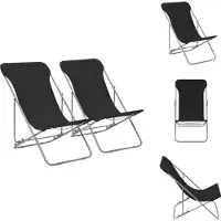 vidaXL Klappbare Strandstühle 2 Stk. Stahl und Oxford-Gewebe Schwarz - Gartenstühle