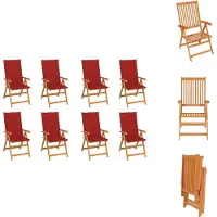 vidaXL Garten-Liegestühle mit Kissen 8 Stk. Massivholz Teak - Gartenstühle
