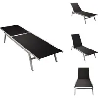 vidaXL Sonnenliege Stahl und Textilene Schwarz - Sonnenliegen