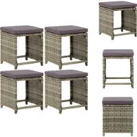 vidaXL Gartenhocker 4 Stk. mit Kissen Poly Rattan Grau - Gartenstühle