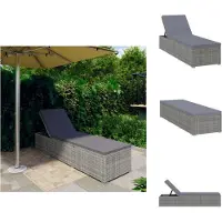 vidaXL Sonnenliege mit Auflage Poly Rattan Grau - Sonnenliegen