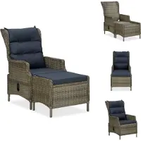 vidaXL Verstellbarer Gartensessel mit Fußhocker Poly Rattan Braun - Gartenstühle