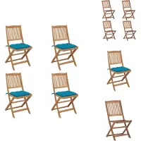 vidaXL Klappbare Gartenstühle 4 Stk. mit Kissen Massivholz Akazie - Gartenstühle