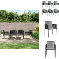 vidaXL Gartenstühle mit Kissen 6 Stk. Schwarz 54x60,5x83,5 cm - Gartenstühle