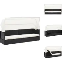 vidaXL Gartensofa mit Sonnendach Schwarz Poly Rattan - Sonnenliegen
