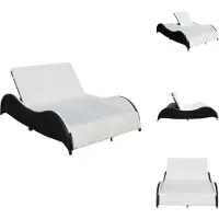 vidaXL Doppel-Sonnenliege mit Auflage Poly Rattan Schwarz - Sonnenliegen