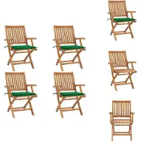 vidaXL Klappbare Gartenstühle mit Kissen 4 Stk. Massivholz Teak - Gartenstühle