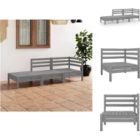 vidaXL 3-tlg. Garten-Lounge-Set Grau Massivholz Kiefer
