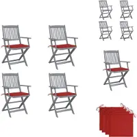 vidaXL Klappbare Gartenstühle 4 Stk. mit Sitzkissen Massivholz Akazie - Gartenstühle