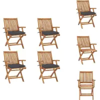 vidaXL Klappbare Gartenstühle mit Kissen 4 Stk. Massivholz Teak - Gartenstühle