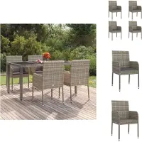 vidaXL Gartenstühle mit Kissen 4 Stk. Poly Rattan Grau - Gartenstühle