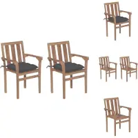 vidaXL Gartenstühle 2 Stk. mit Anthrazit Kissen Massivholz Teak - Gartenstühle