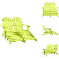 vidaXL 2-Sitzer Adirondack-Gartenbank mit Fußstütze Tannenholz Grün - Gartenstühle