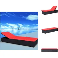 vidaXL Sonnenliege mit Auflage Poly Rattan Schwarz - Sonnenliegen