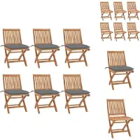 vidaXL Klappbare Gartenstühle mit Kissen 6 Stk. Massivholz Teak - Gartenstühle