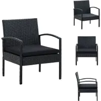 vidaXL Gartenstuhl mit Kissen Poly Rattan Schwarz - Gartenstühle