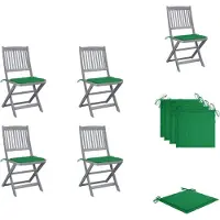 vidaXL Klappbare Gartenstühle 4 Stk. mit Kissen Massivholz Akazie - Gartenstühle