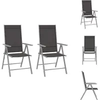 vidaXL Gartenstühle Klappbar 2 Stk. Textilene Schwarz - Gartenstühle