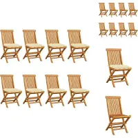vidaXL Gartenstühle mit Cremeweißen Kissen 8 Stk. Massivholz Teak - Gartenstühle