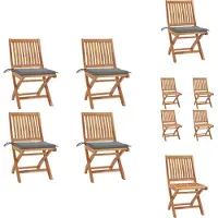 vidaXL Klappbare Gartenstühle mit Kissen 4 Stk. Massivholz Teak - Gartenstühle