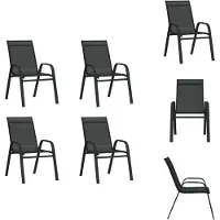 vidaXL Stapelbare Gartenstühle 4 Stk. Schwarz Textilene - Gartenstühle