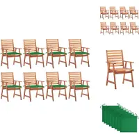 vidaXL Garten-Essstühle 8 Stk. mit Kissen Massivholz Akazie - Gartenstühle