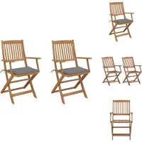 vidaXL Klappbare Gartenstühle 2 Stk. mit Kissen Massivholz Akazie - Gartenstühle