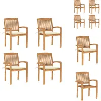 vidaXL Stapelbare Gartenstühle mit Kissen 4 Stk. Massivholz Teak - Gartenstühle