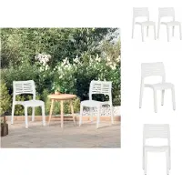 vidaXL Gartenstühle 2 Stk. Weiß Polypropylen - Gartenstühle