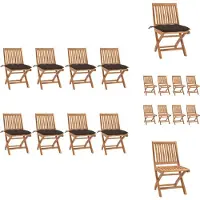 vidaXL Klappbare Gartenstühle mit Kissen 8 Stk. Massivholz Teak - Gartenstühle