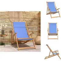 vidaXL Strandstuhl Klappbar Massivholz Teak Blau - Gartenstühle