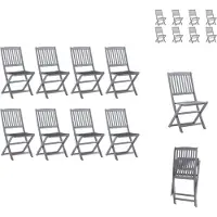 vidaXL Klappbare Gartenstühle 8 Stk. mit Kissen Massivholz Akazie - Gartenstühle