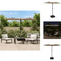 vidaXL Doppel-Sonnenschirm mit LED-Leuchten Taupe 316x145 cm