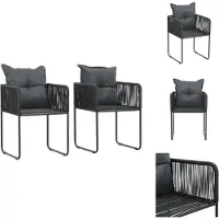 vidaXL Gartenstühle 2 Stk. mit Polstern Poly Rattan Schwarz - Gartenstühle