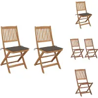 vidaXL Klappbare Gartenstühle 2 Stk. mit Kissen Massivholz Akazie - Gartenstühle