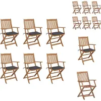 vidaXL Klappbare Gartenstühle 6 Stk. mit Kissen Massivholz Akazie - Gartenstühle