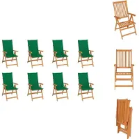 vidaXL Garten-Liegestühle mit Kissen 8 Stk. Massivholz Teak - Gartenstühle