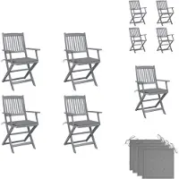 vidaXL Klappbare Gartenstühle 4 Stk. mit Sitzkissen Massivholz Akazie - Gartenstühle