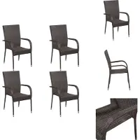 vidaXL Stapelbare Gartenstühle 4 Stk. Poly Rattan Braun - Gartenstühle