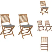 vidaXL Klappbare Gartenstühle 2 Stk. mit Kissen Massivholz Akazie - Gartenstühle