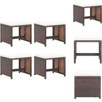 vidaXL Gartenhocker 4 Stk. mit Kissen Poly Rattan Braun - Gartenstühle