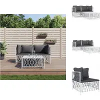 vidaXL 3-tlg. Garten-Lounge-Set mit Kissen Weiß Stahl
