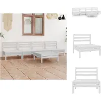 vidaXL 5-tlg. Garten-Lounge-Set Weiß Kiefer Massivholz