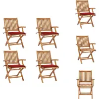 vidaXL Klappbare Gartenstühle mit Kissen 4 Stk. Massivholz Teak - Gartenstühle